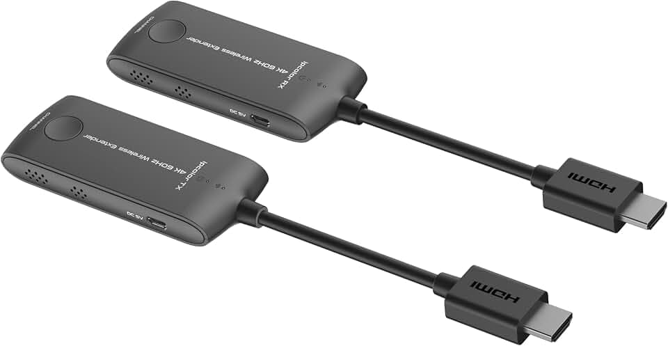 PremiumCord 4K HDMI Mini Wireless Extender auf 20m, UHD 4K 2160p 60Hz, Full HD 1080p, 18Gbps, HDMI2.0, HDCP2.2, Schwarz