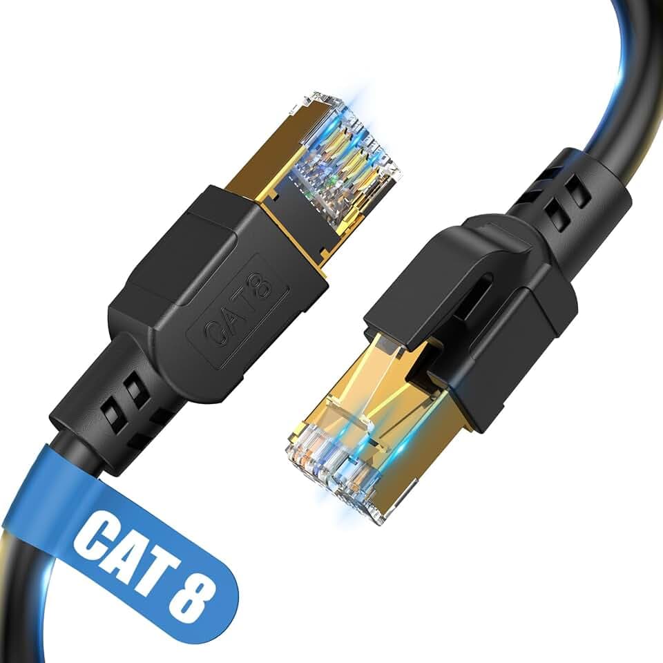 CAT8 LAN Kabel 25M Hochgeschwindigkeit Netzwerkkabe 40Gbp/s Ethernet Kabel | 2000MHZ Gigabit S/FTP LAN kabel mit rj45 Stecker für PS5/4, Modem, TV, Switch, Laptop, Router, Schneller als Cat 7/6/5