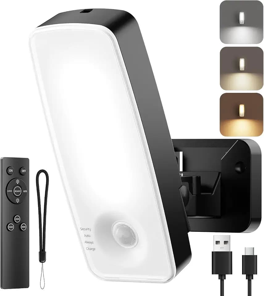 TANBABY Motion Sensor Outdoor Lights, Rechargeable Wall Light for Porch