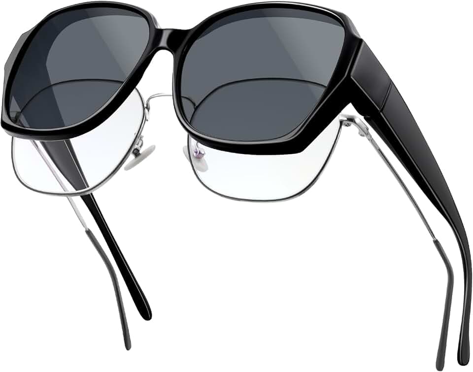 MELLIEX Überzieh Sonnenbrille Damen Herren, Polarisiert Überbrille für Brillenträger, UV400 Schutz Quadratisch Sonnenbrille Über Normale Brille