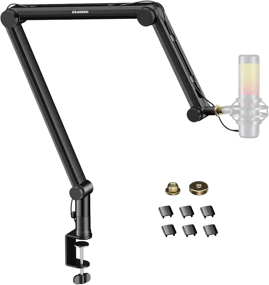 Aokeo AK-49 Microphone Stand Arm for HyperX QuadCast, SoloCast, Elgato Wave, Shure SM7B, Blue Yeti, Blue Snowball, Broadcast, Studio Program Recording
