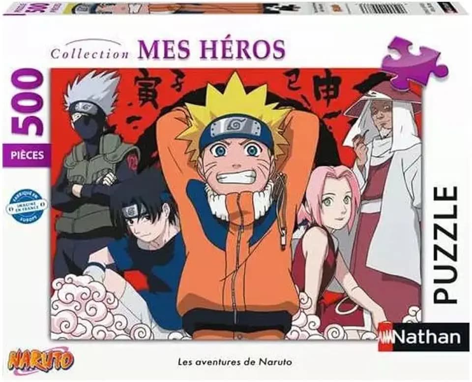 Nathan — 500-teiliges Puzzle — Die Abenteuer von Naruto — Erwachsene und Kinder ab 12 Jahren — hochwertiges Puzzle — perfekte Passform — My Heroes Collection — 12000973