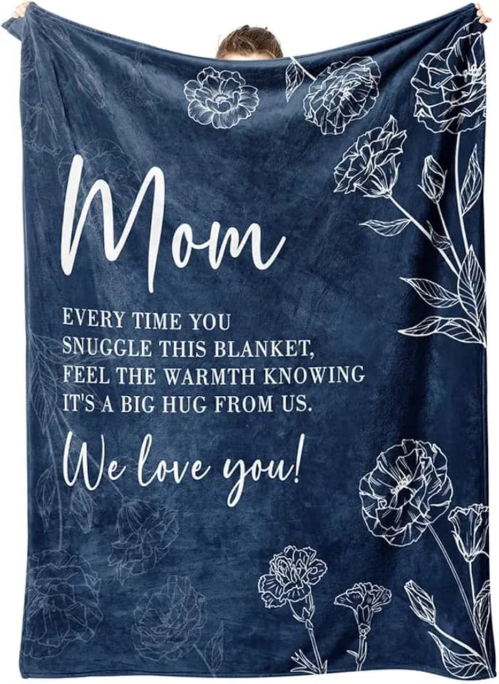 GiltGlimmer Mom Birthday Gifts, Mom Floral Blanket Blue, 60" x 80"