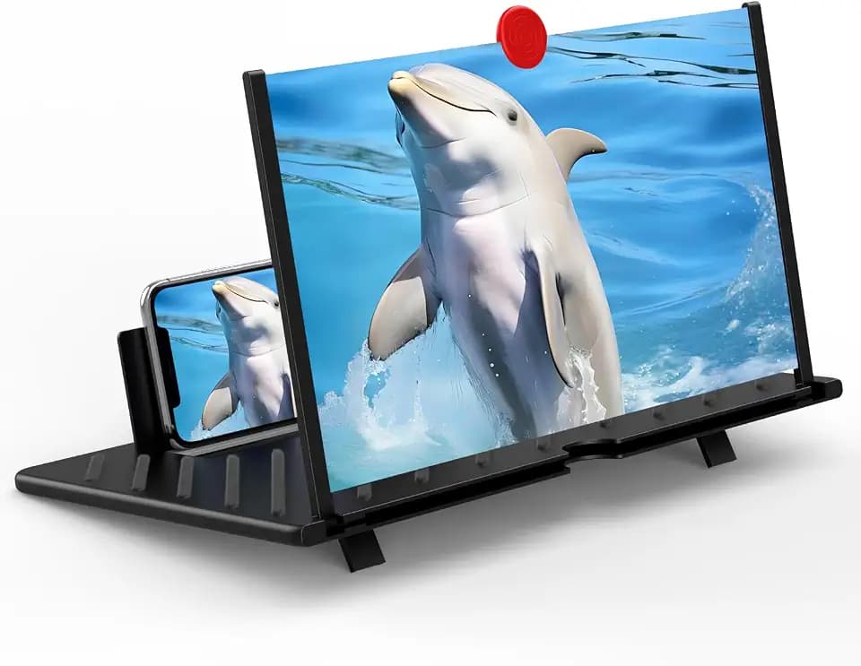 20 inch Screen Magnifier for Smartphone,3D HD Screen Expanders for Movies, Videos, and Gaming, Screen Magnifier with Adjustable Angle Design Amplifier Desktop Magnifying for Seniors Reading (Black)