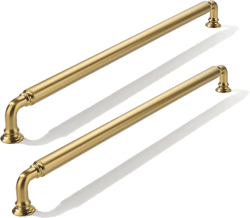 2 Pack 12 Inch Hole Center Champagne Bronze Cabinet pulls Champagne Brass Heavy-Duty Solid Cabinet Handle Hardware Suitable for cabinets Dressers Kitchens and Bathroom cabinets.