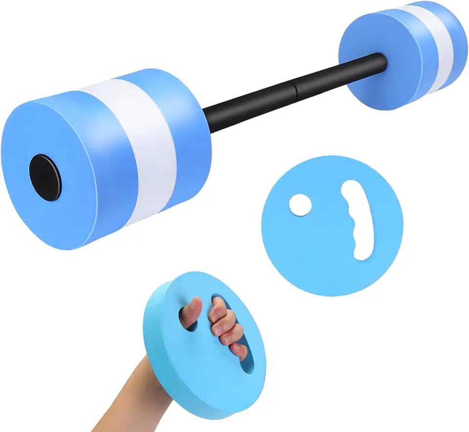 29.3’’ Swimming Barbell with Water Exercise Discs Swim Dumbbell High Density EVA Foam Aquatic Exercise Equipment Swimming Aid for Adults