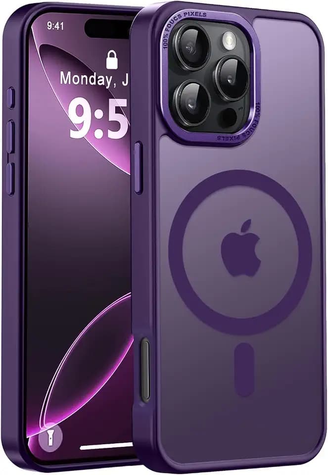 Newfuture Magnetic for iPhone 16 Pro Case Matte Shockproof, Deep Purple