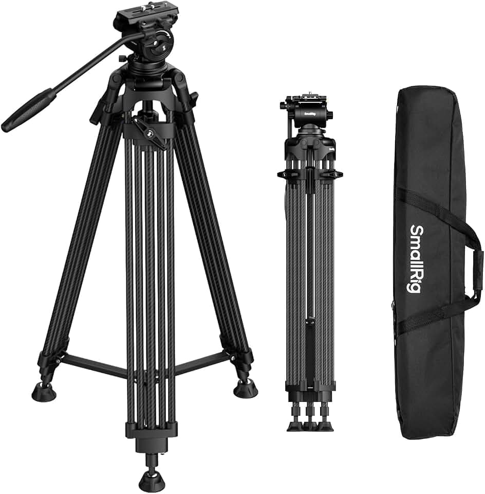 SMALLRIG FreeSpeed Hochleistungs-Videostativ aus Kohlefaser, 75" Kamerastativ mit Fluidkopf für Manfrotto-Platte,Einknopf-Schnellauszug, 75mm-Schüssel, Tragkraft 10kg / 22lb für DSLR-Kamera - 5443