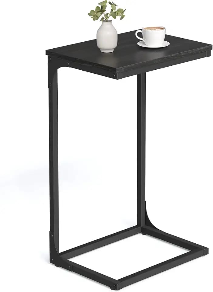VASAGLE C-Shaped End Table, Couch Side Table for Sofa with Metal Frame
