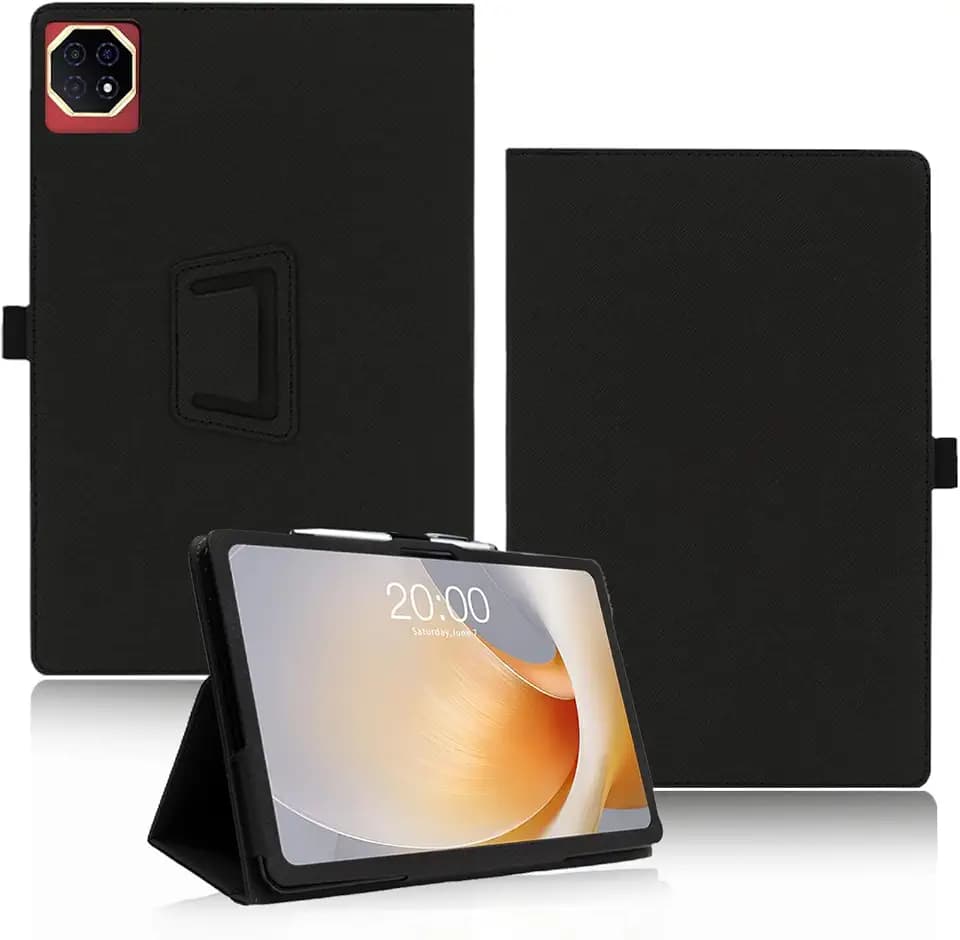 Hülle für Teclast T65 Plus Tablet 13.4 Zoll, yystao PU-Leder Schutzhülle Kompatibel mit Teclast T65 Plus - Handschlaufe, Haut-texturiertes vollumhüllendes Design, Schwarz