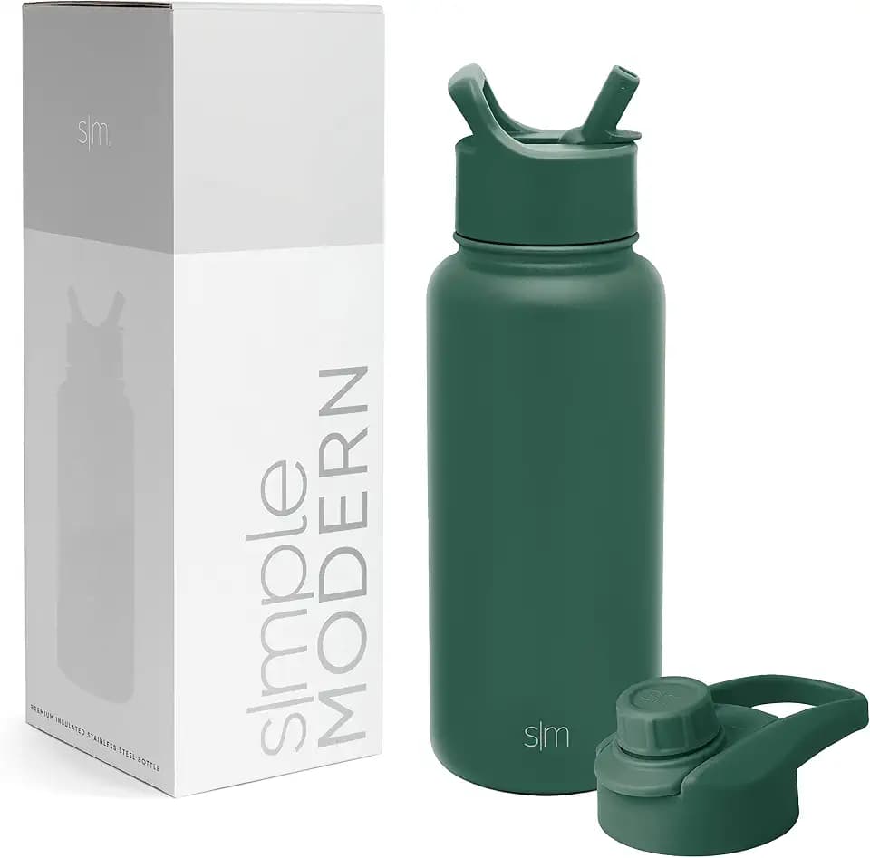 Simple Modern Trinkflasche mit Strohhalm und Chug-Deckel | Wasserflasche Edelstahl Isolierte für den Sport Fitnessstudio | Summit | 950ml | Forest