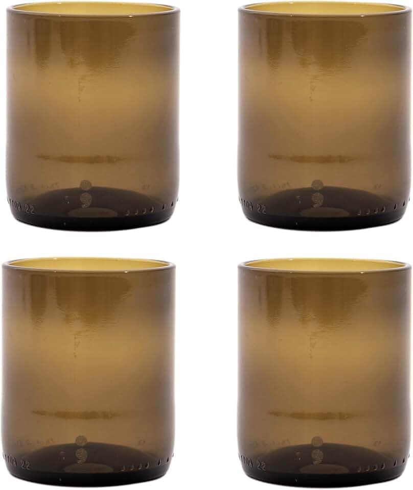 Point-Virgule Satz von 4 Gläser aus upcycled Glas olivgrün 250ml