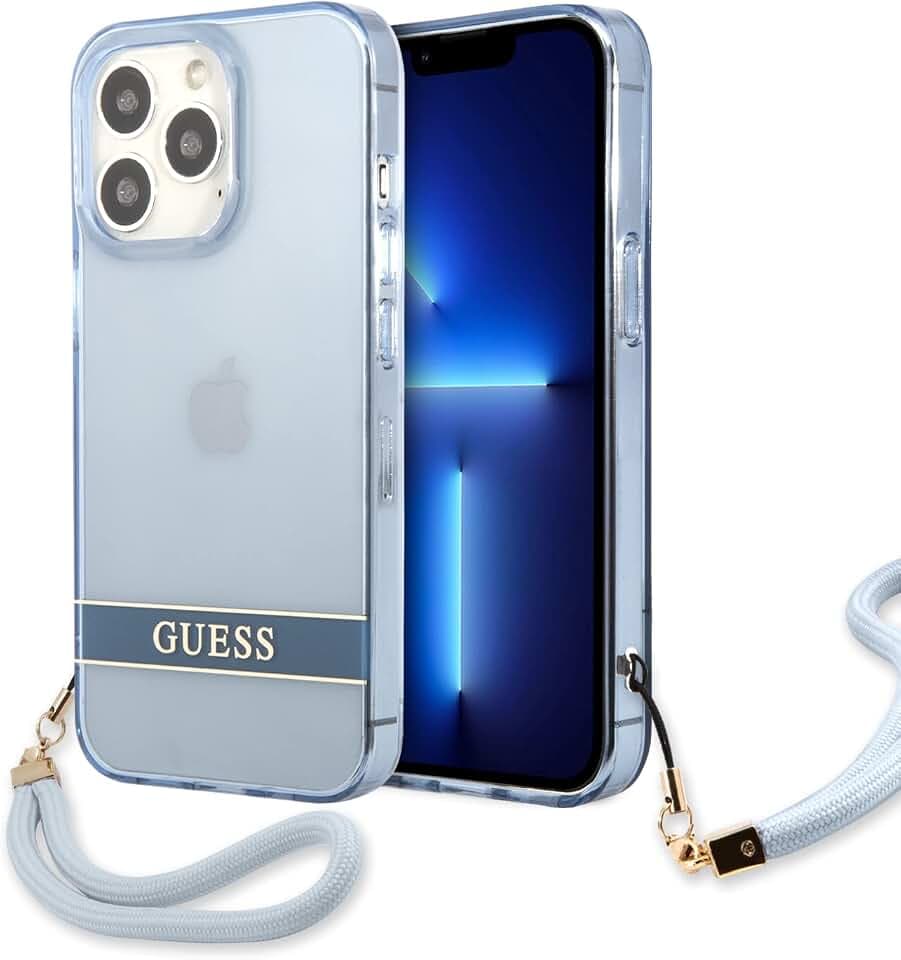 Guess GUHCP13XHTSGSB Hülle für iPhone 13 Pro Max 6,7" blau hardcase Translucent Stap