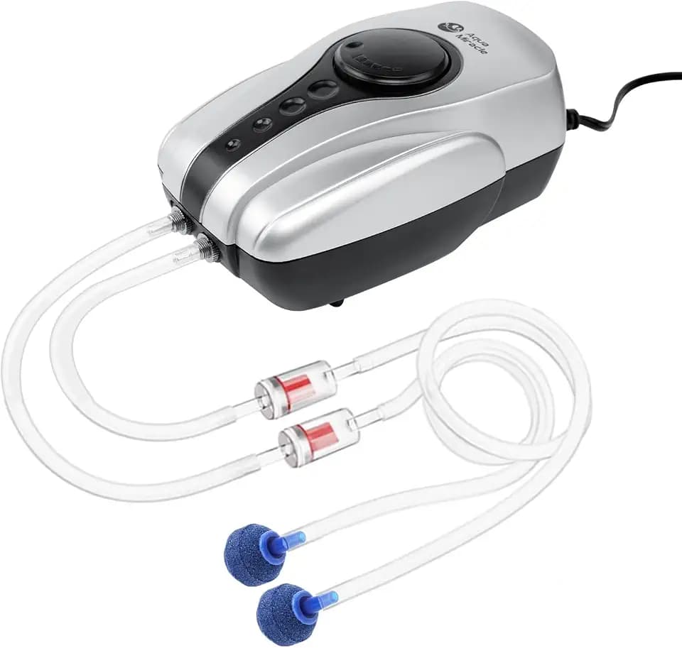 AquaMiracle Aquarium Air Pump Fish Tank Bubbler Aerator, All-in-One Fish Tank Air Pump Kit, Quiet Aquarium Bubbler