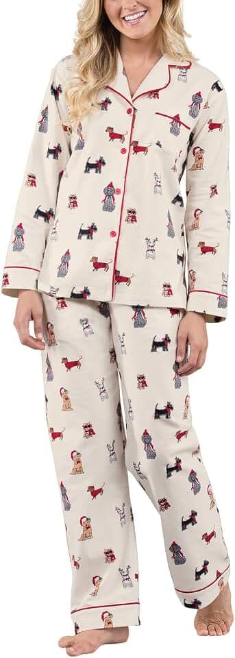 PajamaGram Pajama Set For Women - Pajamas Women Jersey Boyfriend, 100% Cotton