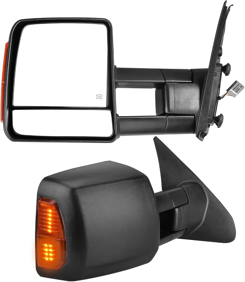 YITAMOTOR Towing Mirrors Compatible with 2007-2017 Tundra, Side Tow Mirror with Power Adjusted Heated Manual Folding Telescoping Turn Signal Light Pair Set