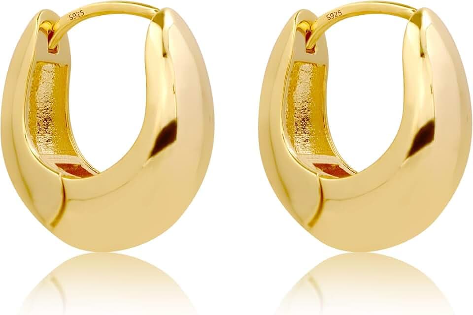 ASH'S CHOICE 14K Vergoldet Creolen Kleine Klobige Chunky Ohrringe für Damen
