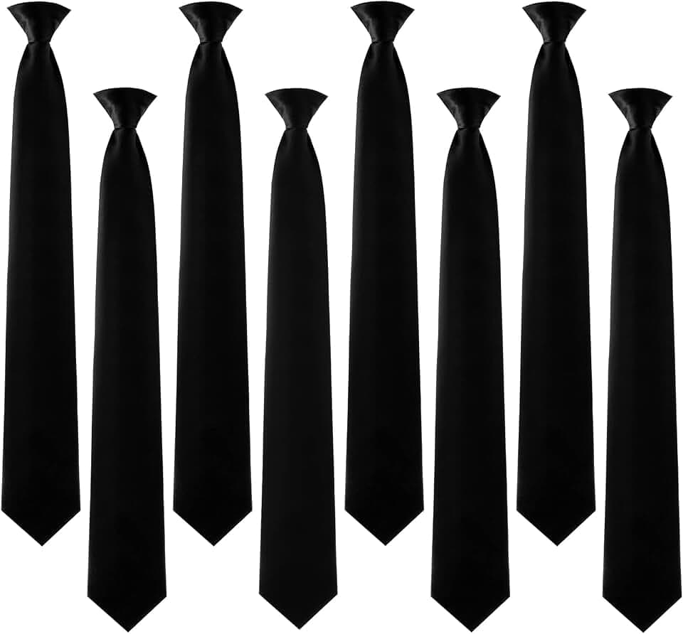 8 Stück solide Krawatte zum Anklippen 50,8 cm Krawatten für Herren, schmale, formelle Krawatte, vorgebundene Uniform-Krawatten für Büro, Schule, Uniformen