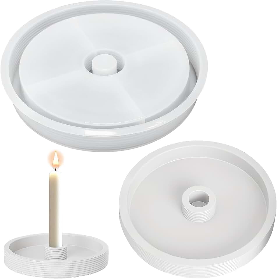 Silikonform Kerzenhalter - Runde Gießform für DIY Harz Epoxid Stabkerzenhalter - Silikon Form für Weihnachten (Großer Kreis)