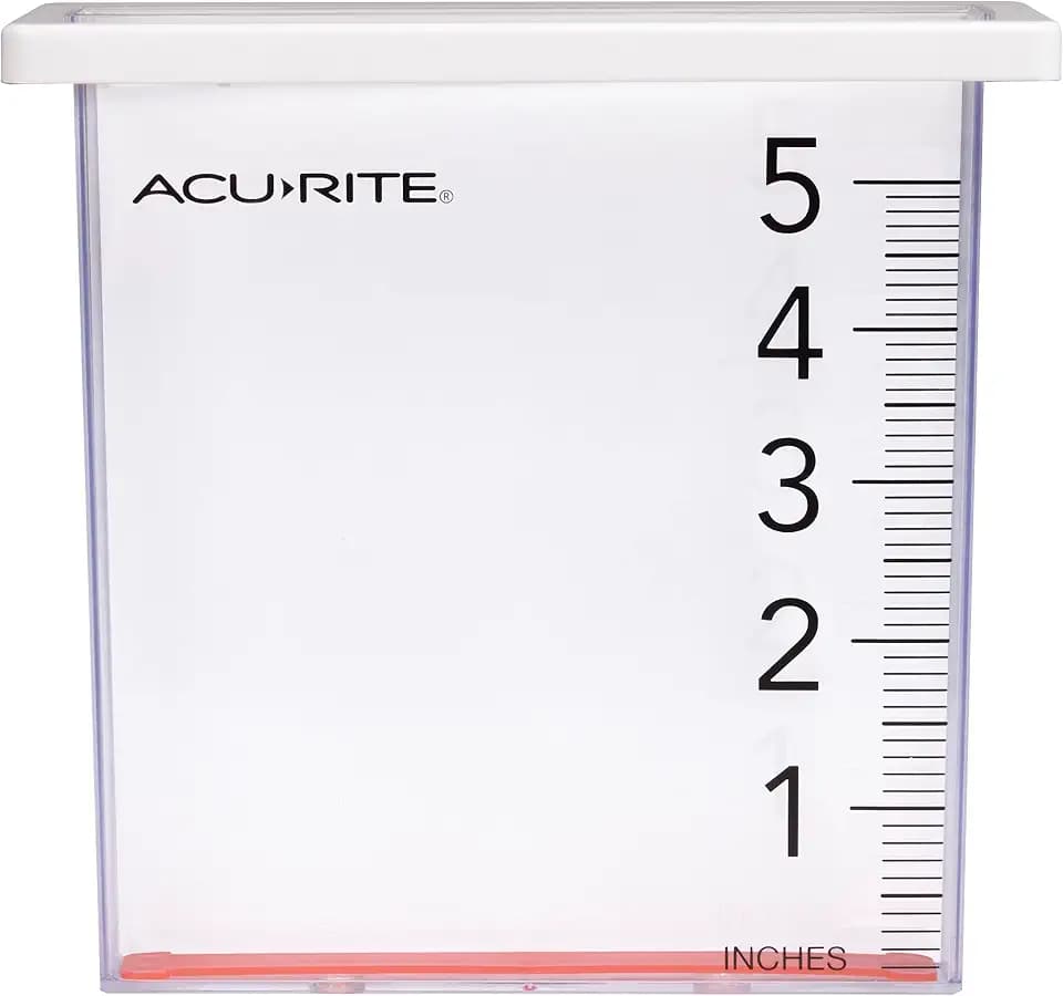 AcuRite (00858W) Waterfall Rain Gauge with 5" Rainfall Capacity, Clear