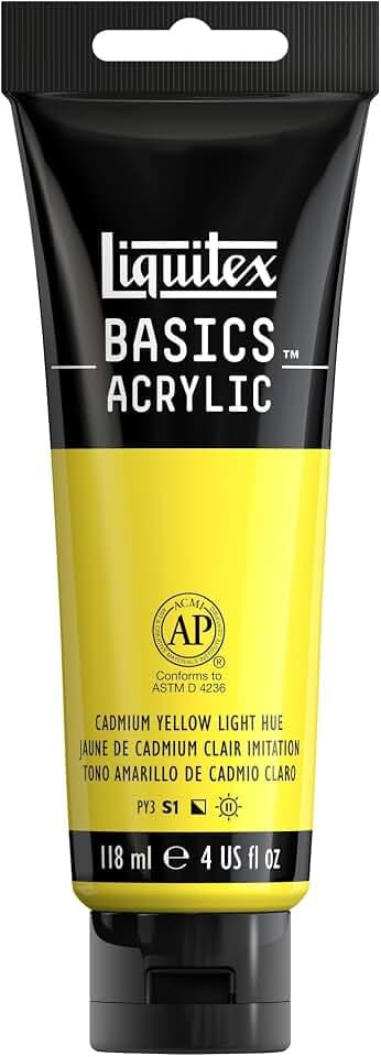 Liquitex BASICS Acrylic Paint, 118ml (4-oz) Tube, Cadmium Yellow Light Hue