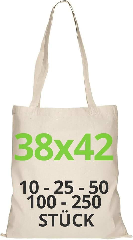 URBAN 5884 Baumwolltasche 38x42 cm – Lange Henkel, zum Bedrucken & Bemalen