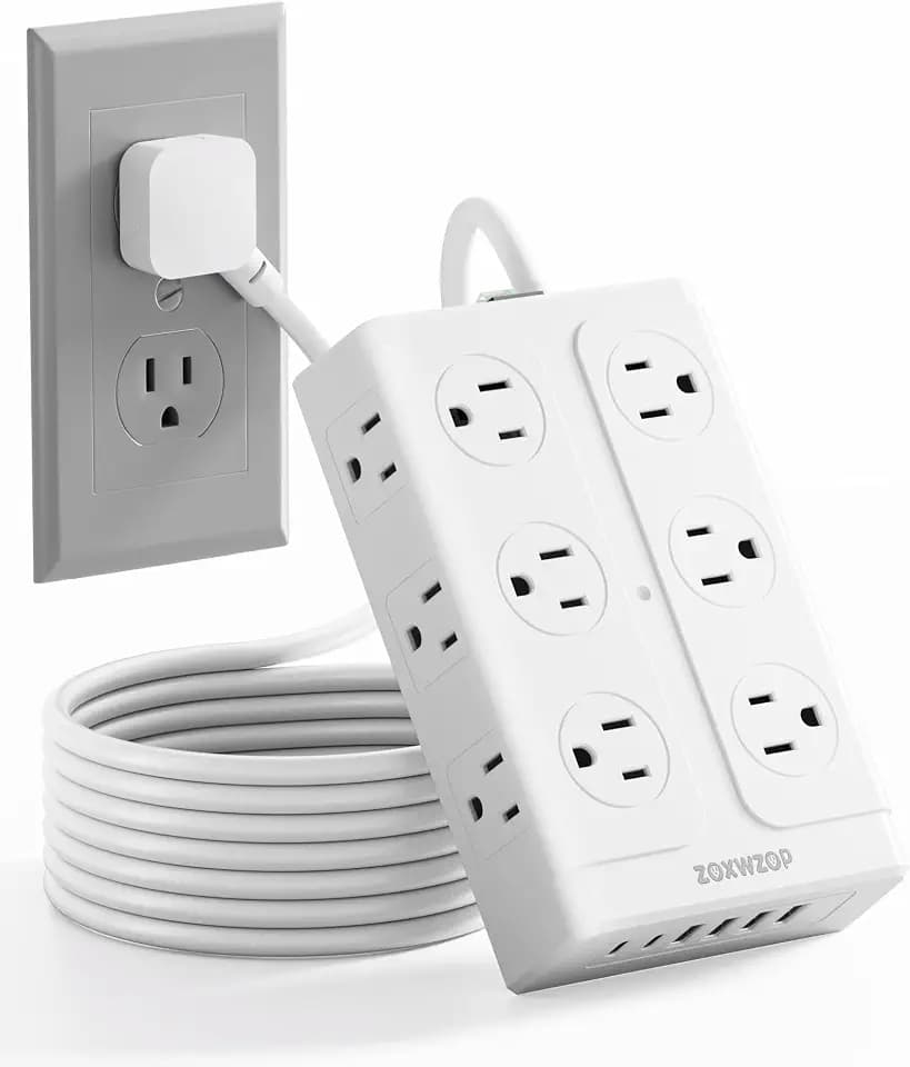 Surge Protector Power Strip 10FT Flat Plug 12 Outlets with 6 USB Ports
