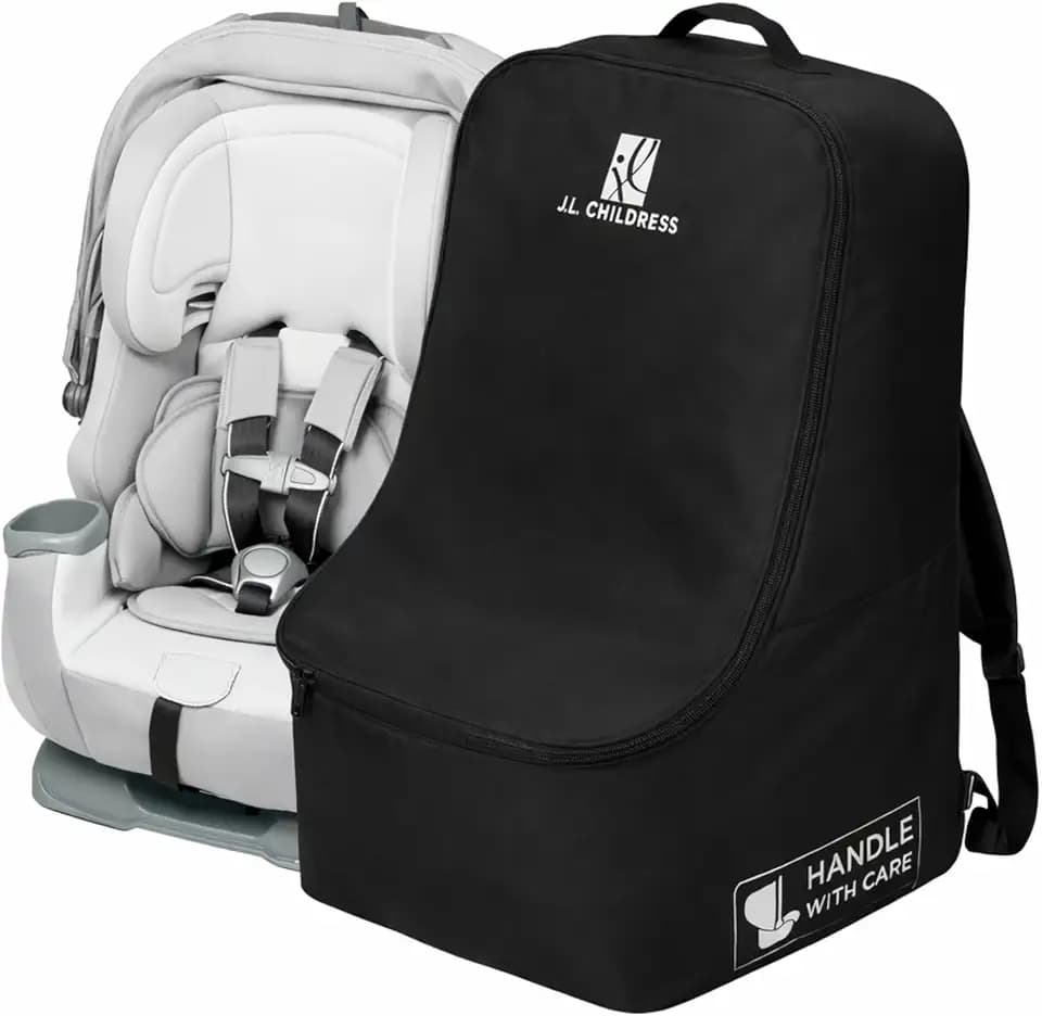 J.L. Childress Padded Backpack Car Seat Travel Bag - Deluxe, Black