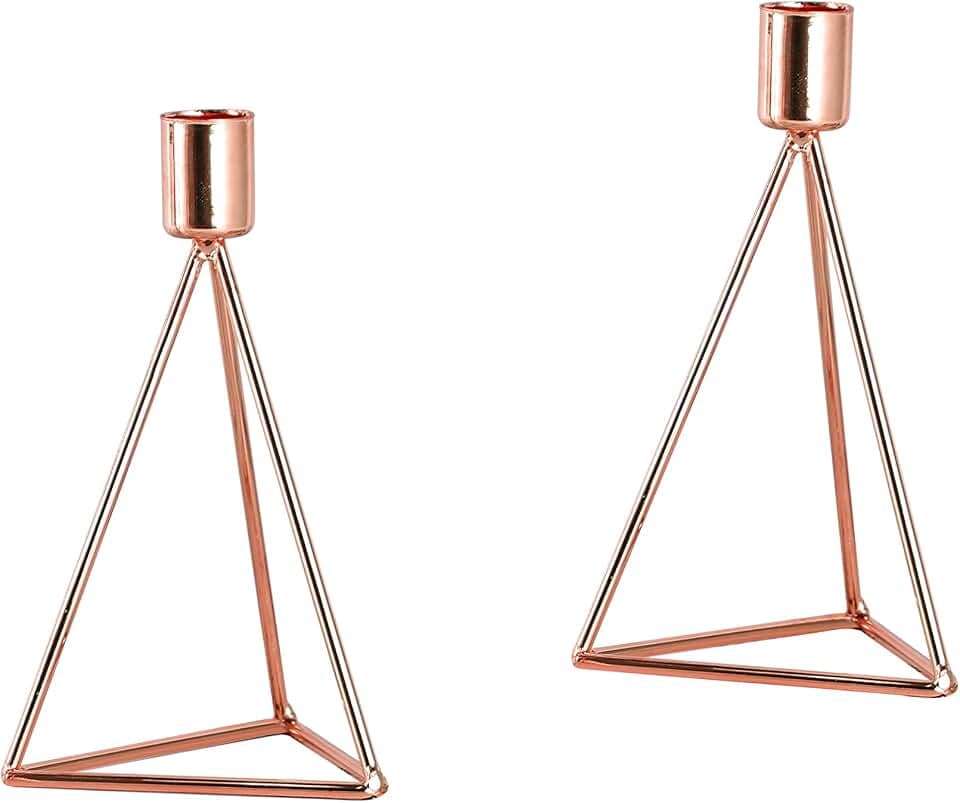 ECHTWERK 2-teiliges Teelicht-/ Kerzenhalter Set Modern Small, Kupfer-Edition, 9,5 x 9,5 x 16,5 cm