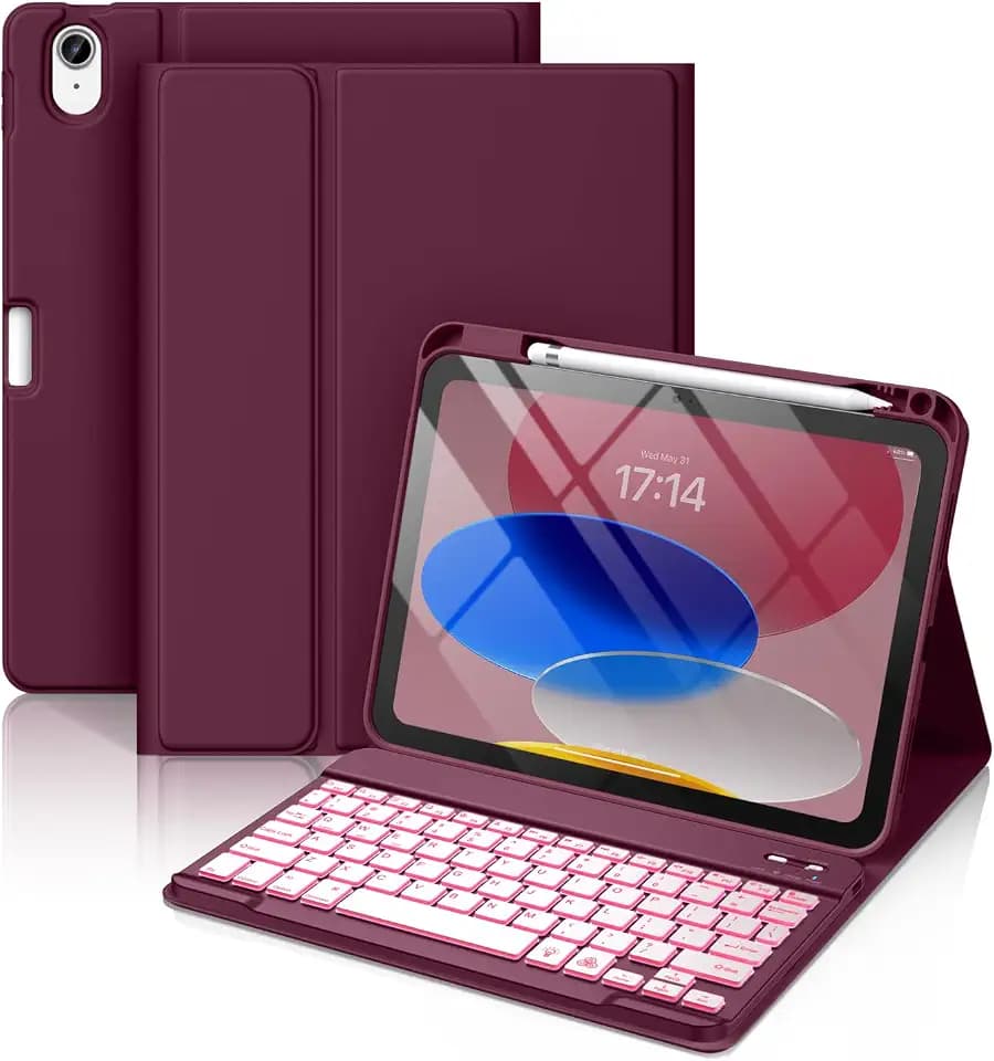 Hamile for iPad A16 11th 10th Generation Case with Keyboard - Wireless