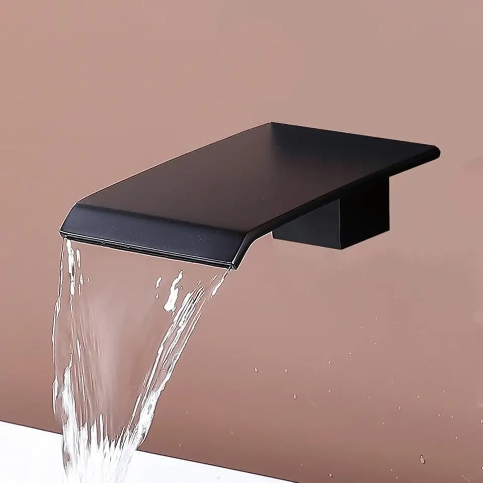 Waterfall Tub Spout Black Tub Spout for Bathtub Faucet SUS304 Stainless Steel Bathroom Tub Faucet Replacement High Flow Shower Spout Attachmen Matte Black Tub Spout Wall Mount, TS2S-BK