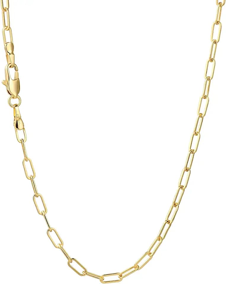 14K Gold Chain Necklaces 2.5mm Paperclip Chains for Women Trendy Non-tarnish Necklace Unisex Gold Jewelry Gifts Sweat Proof and Fade Resistant Lifetime Quality（18-24Inches）