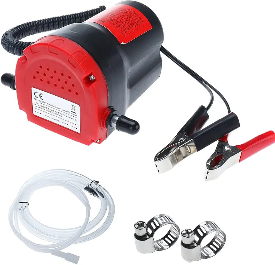 Amarine Made Oil Pump, Oil Extractor Pump, 12V 60W Oil Removal Pump for Fluid Change, Diesel Fluid Extractor Scavenge Oil Change Pump Transfer Suction Transfer Pump with Tubes Truck Rv Boat (Red)