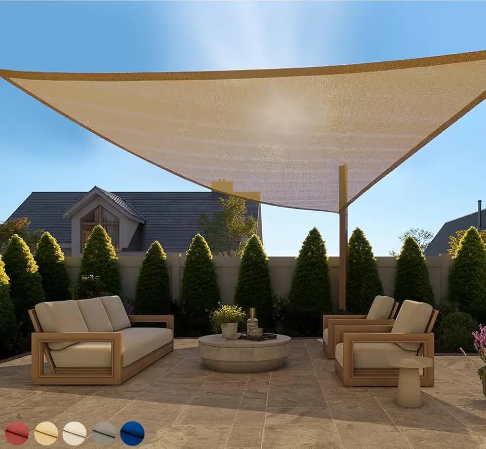 GORILLA GRIP Heavy Duty Sun Shade Sail for Outdoor Patio, 12x12x12 FT, Sand