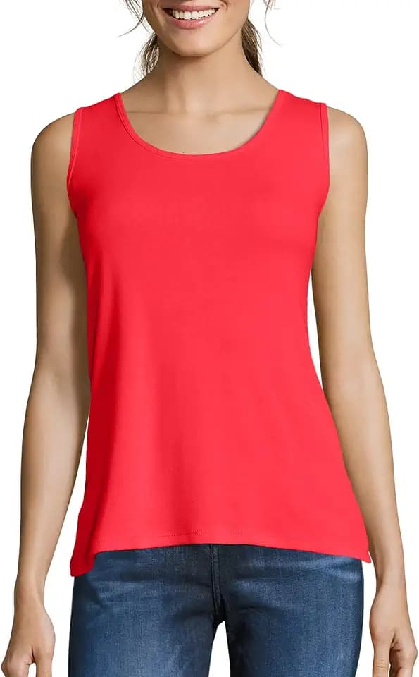 Hanes Women's Shirts, Women’s Mini-Ribbed Cotton Tank Tops, Women’s Sleeveless T-Shirts, Women’s Tanks