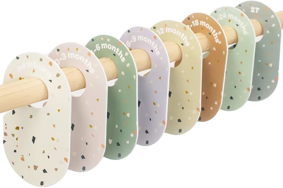 3 Sprouts Baby Closet Dividers, Newborn to 2T, Terrazzo, 8 Piece Set