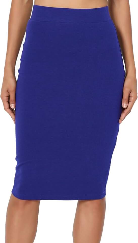 PrettyFashion Damen Midi Bleistift Rock Stretch Figurbetont Büro Röcke