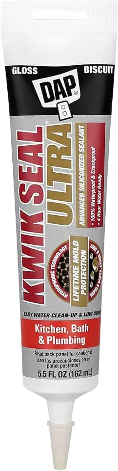 Kwik Seal Ultra Advanced Kitchen and Bath Siliconized Sealant, Gloss Biscuit, 5.5 Oz (7079818916)