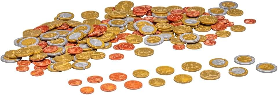 WISSNER® RE-Plastic Euro-Münzen großer Satz (160 Stück) – Spielgeld