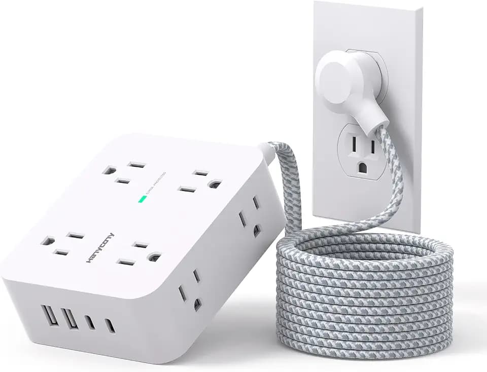 HANYCONY Surge Protector Power Strip 15 Ft Long Cord, 1080J, Flat Plug
