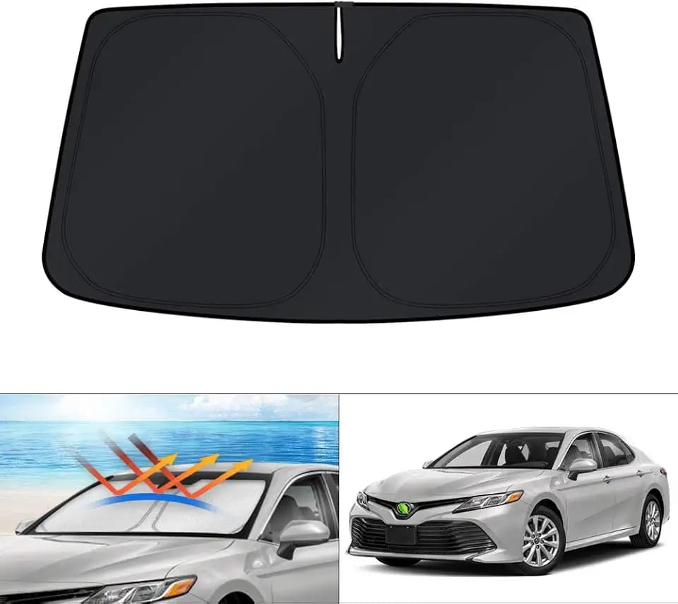 KUST Windshield Sun Shade for 2018-2023 2024 Toyota Camry LE XLE Hybrid SE XSE Sedan Accessories Custom Fit Sunshade Foldable Sun Visor Protector Block UV Rays Keep Your Car Cooler