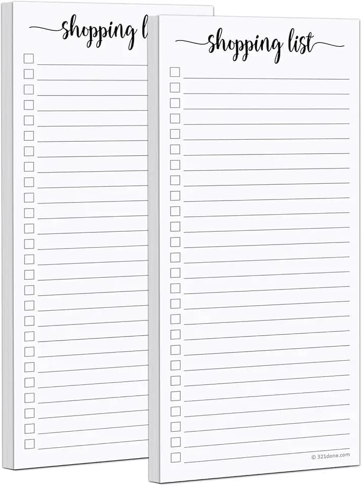 321Done Grocery List Notepad, Skinny 3.7x8.5 Inches, 2-Pack, 50 Sheets Each