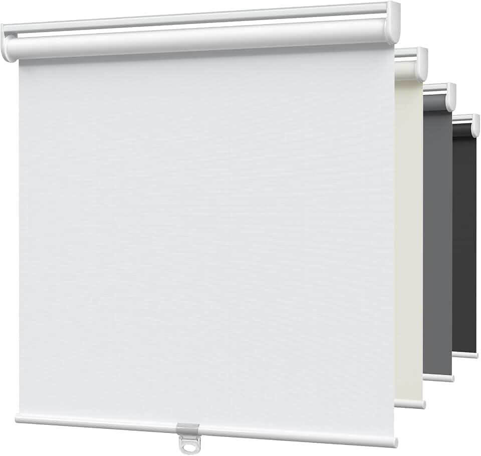 MYshade Blackout Cordless Roller Shades, Room Darkening Free-Stop Roll Up Blinds for Windows, Pull Down Blocking Blind for Home and Office, Easy to Install, 27" W X 72" H, White