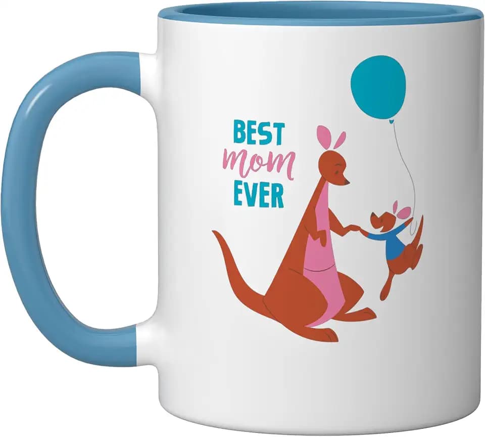 Disney Winnie the Pooh Kanga and Roo Best Mom Ever Ceramic Mug, Blue/White, 11oz