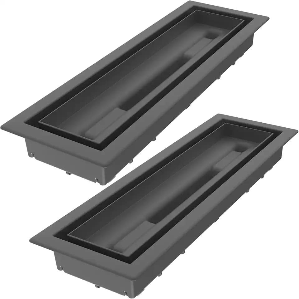 Fittes Framed 4x14" ABS Floor Vent, Black-2pk