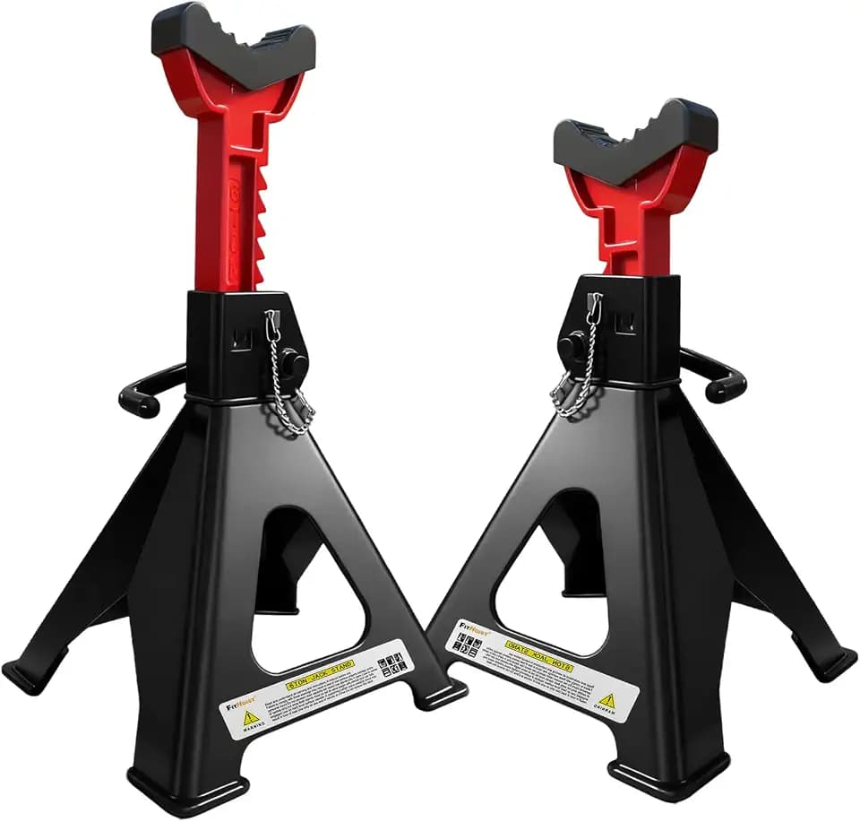 6 Ton Jack Stands Heavy Duty 13,200 LBs, Car Jack Stands for Trucks with Double Pin Locking & Extra Rubber Pads, 15.6"-23.4" Adjustable for Garage, Home, Vehicle Lifting, 1 Pair Black+Red