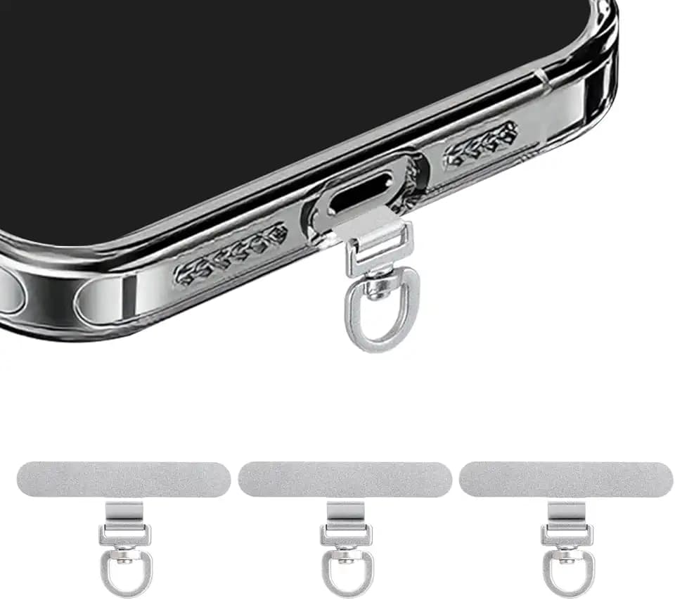 Yojaro 360° Rotating Stainless Steel Phone Tether Tab (3-Pack) - Universal for iPhone & Other Phones (Fits Wristbands/Necklaces/Crossbody Straps)