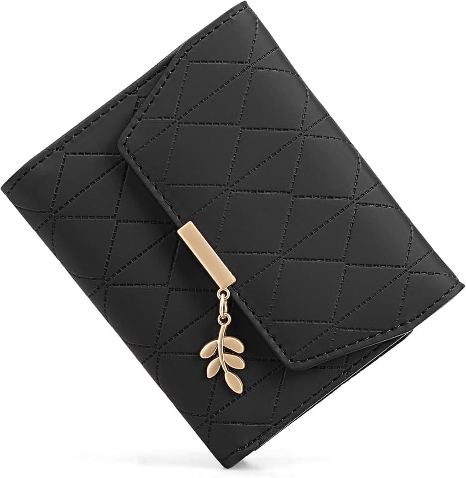 RNIEGA Small Wallet Women Leather RFID Blocking Card Holder Compact Wallets Zipper Coin Pocket with ID Window