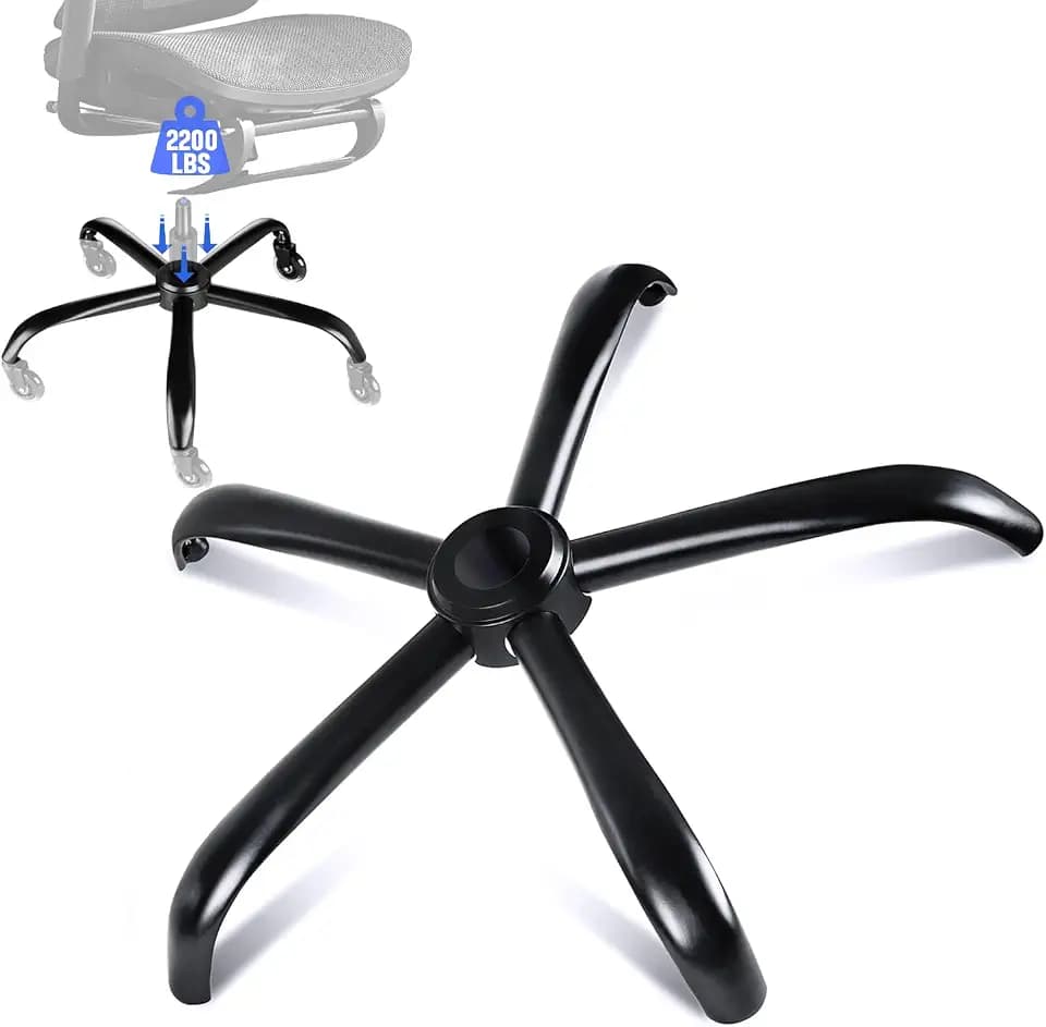 Mastery Mart Bürostuhl Fußkreuz, 70 cm Robustes Metallrahmen-Drehkreuz, Belastbar bis zu 200 kg, Universal für 11 mm x 22 mm Rollen und 50 mm Gasfeder, Langlebig, Schwarz