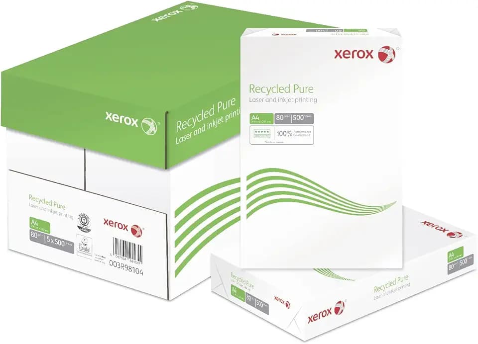 Xerox Recycled Pure, Papier Weiß ISO 90 / CIE110, A4 80 g/m² - Kopierpapier für Laserdrucker und Kopierer - aus 100% Altpapier - 1 Karton, 5 Pakete, 2.500 Blatt